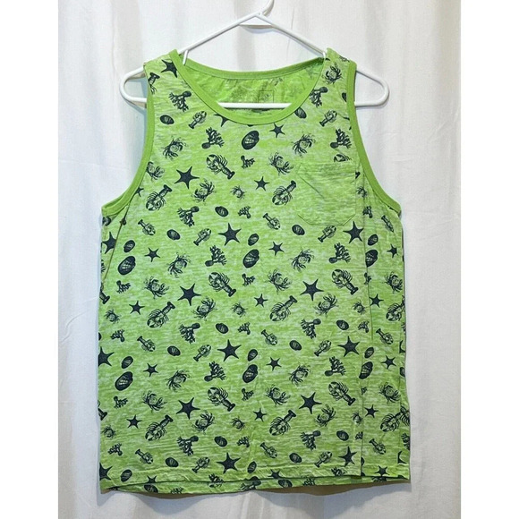 Seven Souls Other - Seven Souls Tank Top Lime Green Coral Crabs Lobsters Mens Large